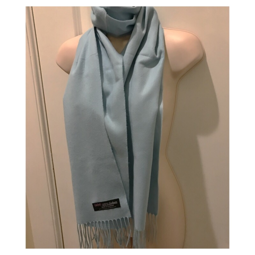 Super Soft 100% Cashmere Light Blue Scarf